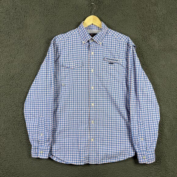 Vineyard Vines Shirt Mens Medium Blue Check Harbor Vented Lightweight Fishing - Picture 1 of 16